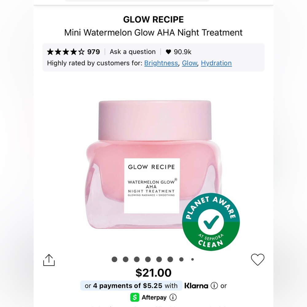 Glow Recipe Watermelon Glow AHA Night Treatment (NEW NO BOX) - Picture 2 of 3